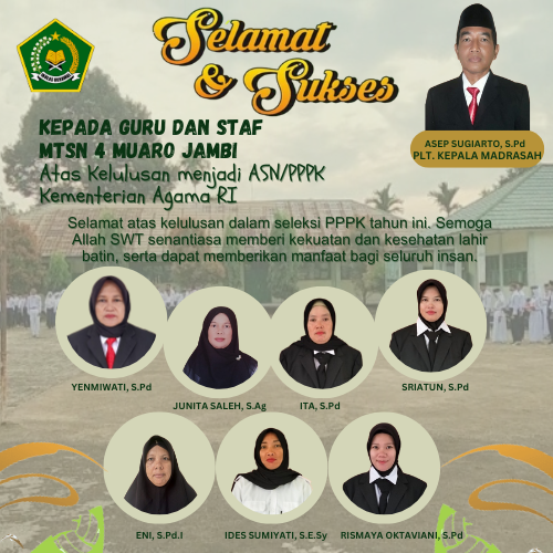 Selamat dan Sukses Guru dan Staf MTsN  Muaro Jambi Awal Tahun 2025 Lulus ASN