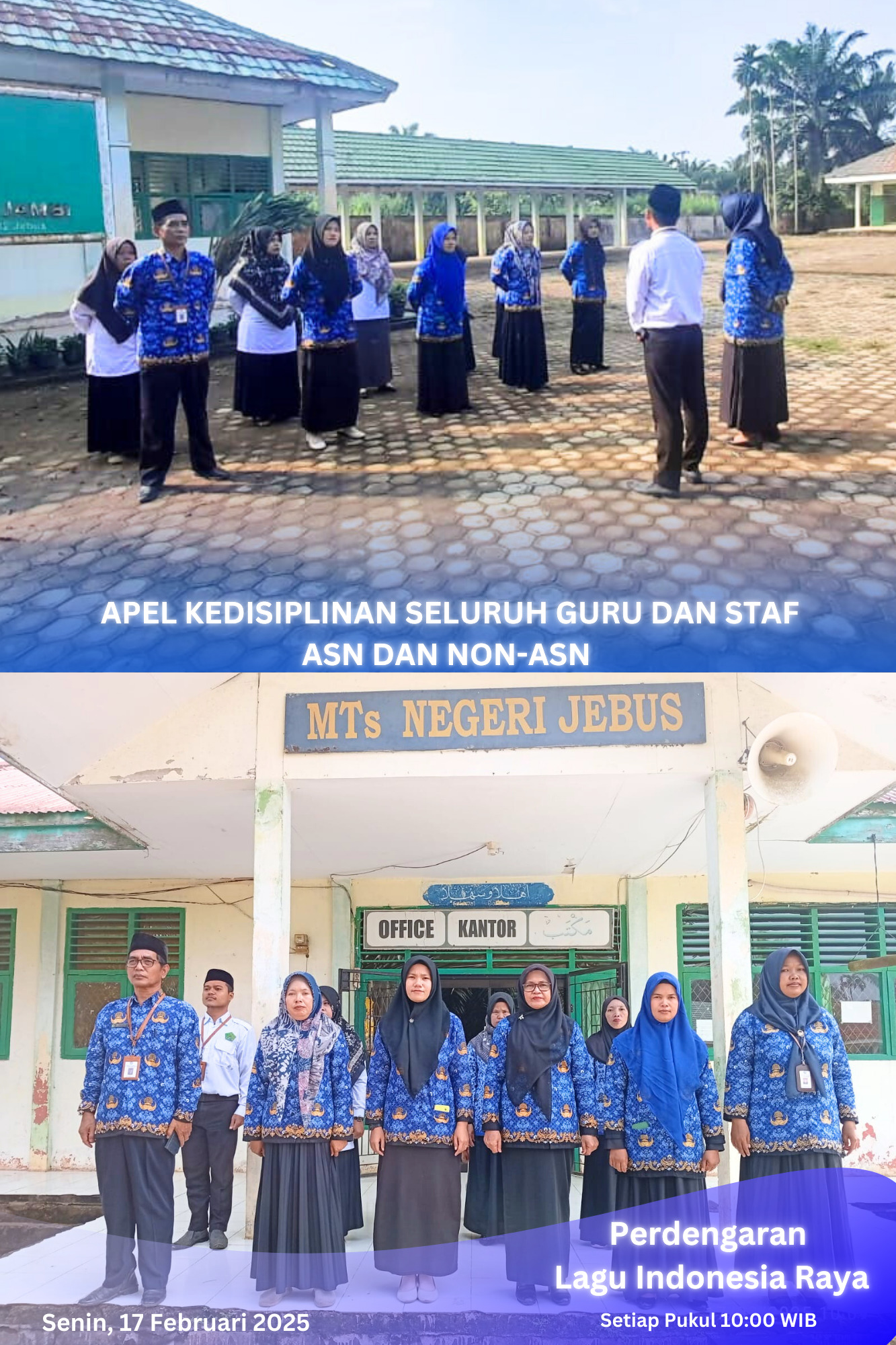 Apel Kedisiplinan dengan Mengenakkan Baju Korpri Tiap Tanggal 17 Penting Ditaati Sebagai Bentuk Profesionalisme PTK ASN dan Non-ASN MTsN 4 Muaro Jambi