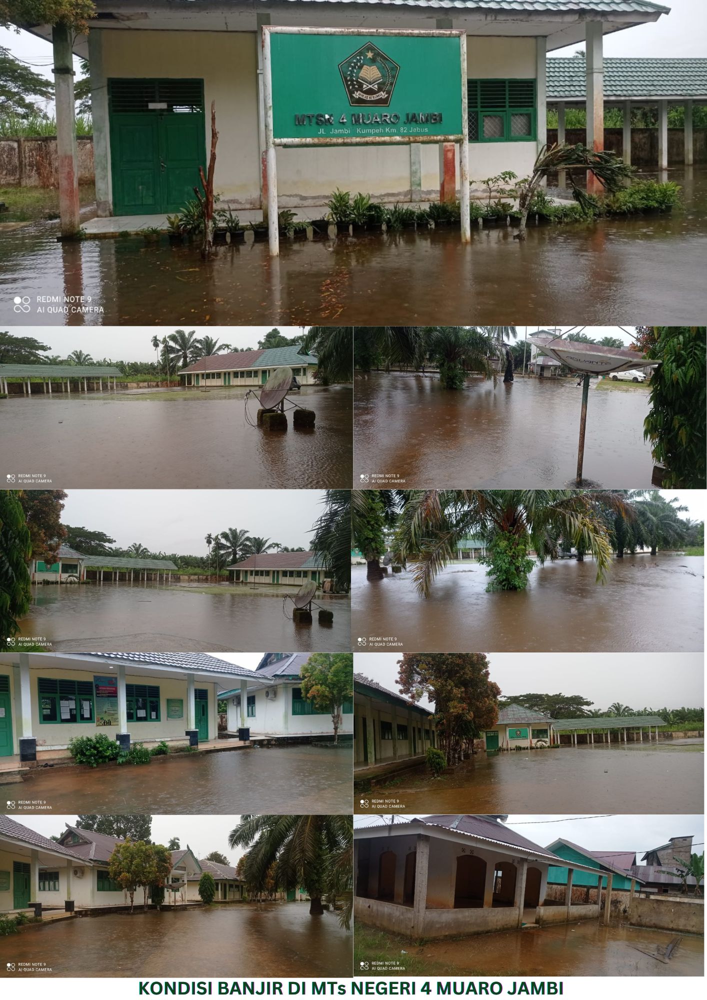 Banjir Rendam MTsN 4 Muaro Jambi: Proses Belajar dilaksanakan Secara Daring