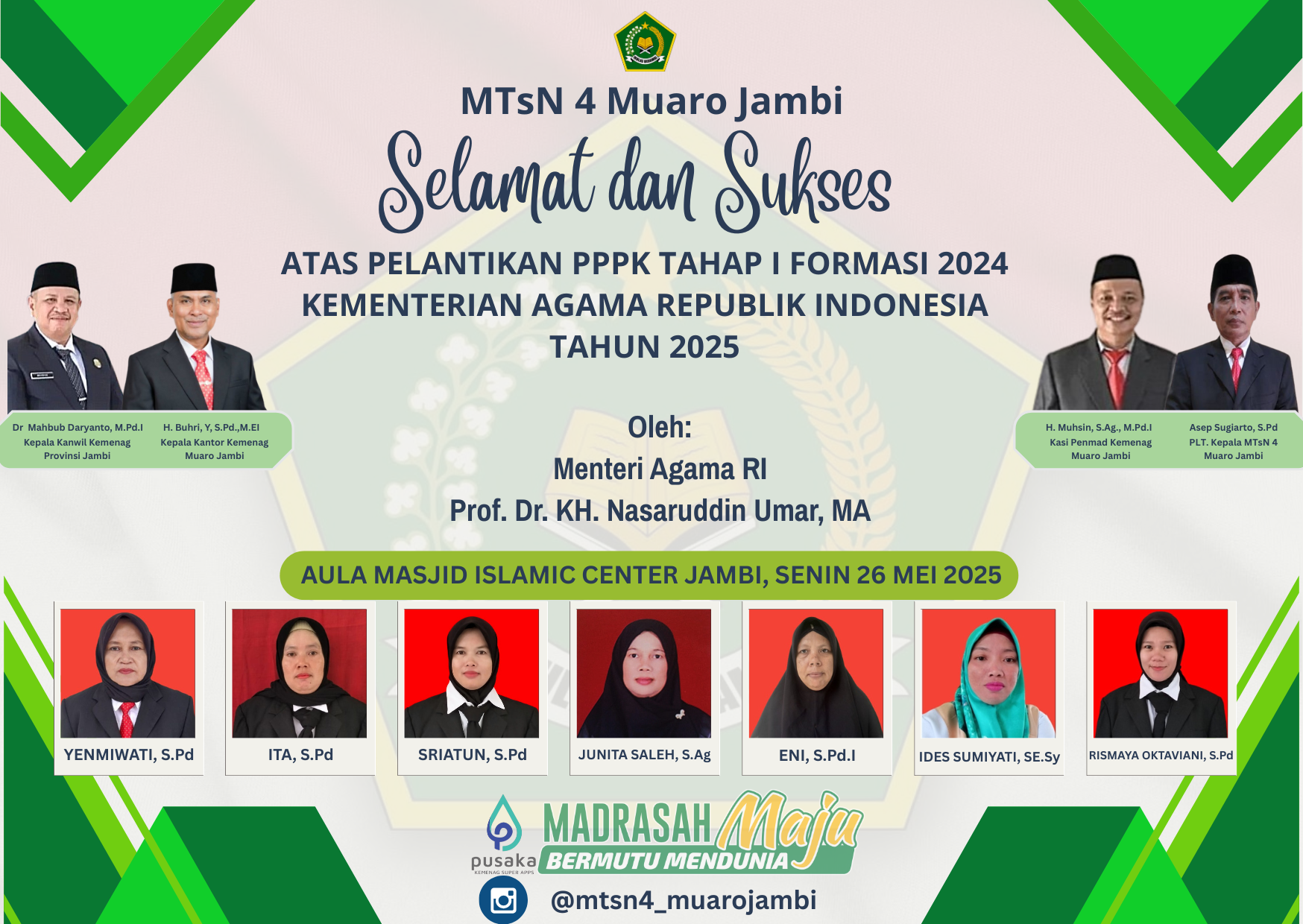 Pelantikan dan Pengambilan Sumpah PPPK Tahap I Formasi 2024 Berjumlah 7 Orang dari MTsN 4 Muaro Jambi